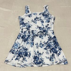 SHEIN Floral Blue and White Dress